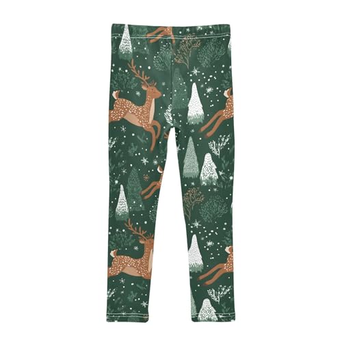 Deer Snowflakes Tree Girls Leggings Ultra Soft Compression Yoga Gym Pants for Kids 4-10T2