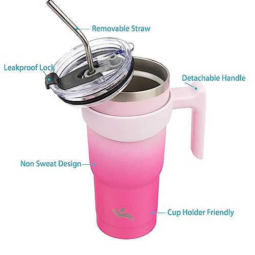 Image of Konokyo 20 oz Tumbler with Handle and Straw, Insulated Travel Mug