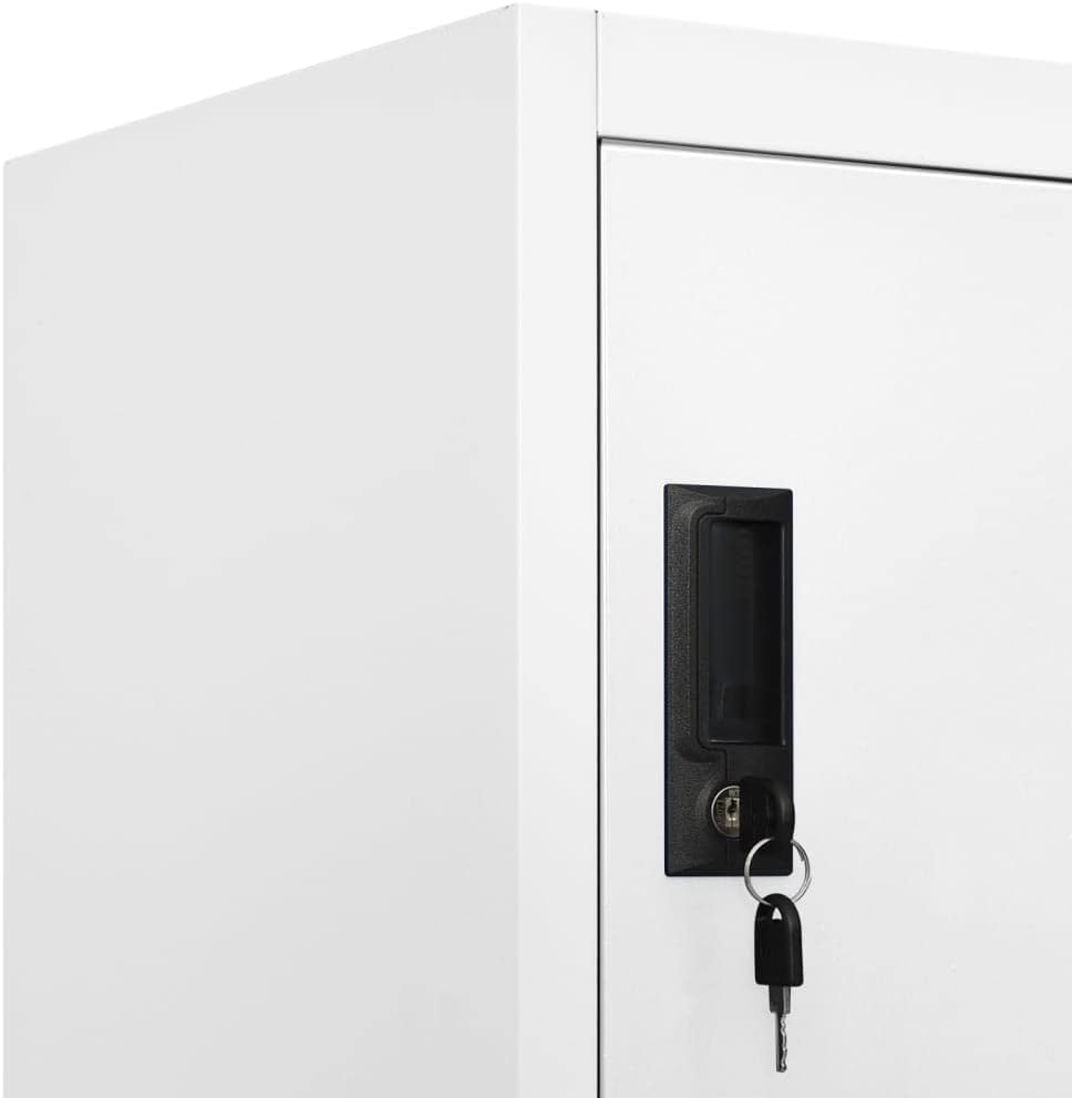 Metal Locker Cabinet with 18 Lockers, Employees Locker Storage Cabinet School Hospital Gym Locker Storage Cabinet, White 35.4"x15.7"x70.9" Steel -AA