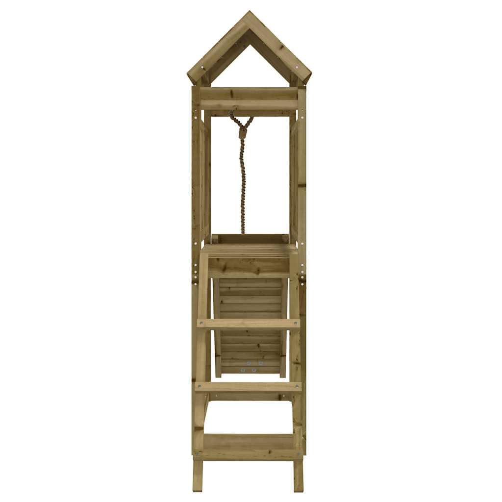 Torre da gioco in legno di pino impregnato a pressione con parete da arrampicata, corda scivolo, sabbiera 229 x 64 x 214 cm, per giardino, cortile, terrazza, movimento e avventura