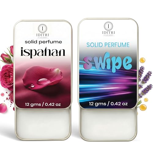 Image of Solid Perfume |Swipe&Ispahan Alcohol Free Wax Perfume Balm, Long Lasting | Pocket Tin 12g, Pack Of 2| Non Greasy Smooth Glide, Travel Friendly Men And Women