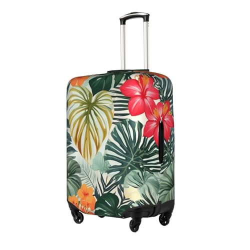 Leaves With Hibiscus Tsa Approved Luggage Cover For 18-32 Inch Suitcases Scratch-Resistant Stretch Luggage Cover2