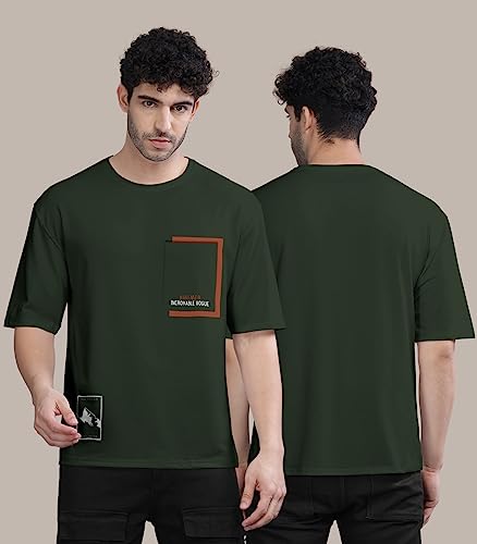 Image of BULLMER Peach Trendy Front Printed oversized Round Neck T-shirt for men