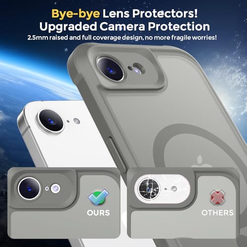 Thomo Magnetic for iPhone 17e Case/iPhone 16e Case, [Full Camera Protection] [Compatible with Magsafe] Military-Grade Shockproof, Anti-Fingerprint Translucent Matte Phone Case,Titanium Gray — view 4