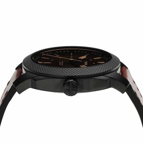 Fossil Machine uhr f&uuml;r Herren, Quarzwerk mit Edelstahl- oder Lederarmband, Braun und Schwarz, 49MM