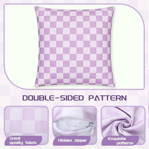 Breling 6 Pcs Pastel Checkered Pillow Covers 18x18, Throw Pillowcases by Breling - Used condition - Image 3