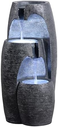 Teamson Home Fontaine Moderne 3 Niveaux Cascade exterieure LED Do...