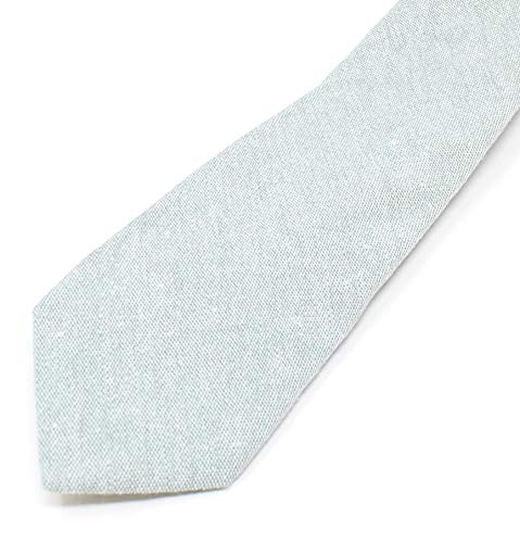 Image of Men's Chambray Cotton Skinny Necktie Tie Textured Distressed Style - 2.5 inch Width