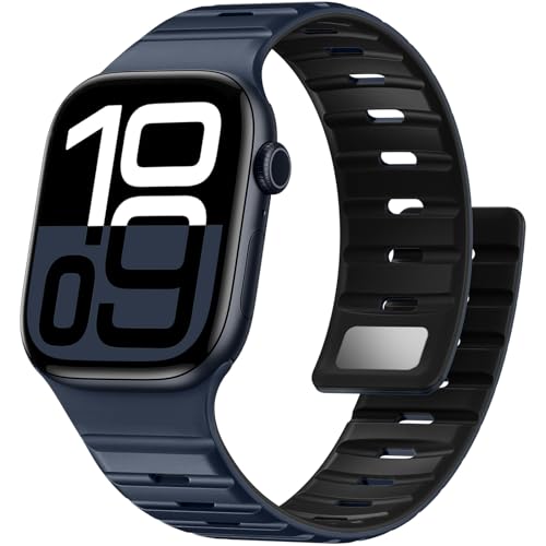 Easuny Magnetic Loop Compatible with Apple Watch Bands for Men 44mm 45mm 46mm 49mm 42mm 40mm 41mm, Sport Silicone Breathable Watch Strap for iWatch Series 11 10 9 8 7 6 5 4 Ultra 3/2/1 SE 3/2/1