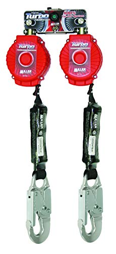 Miller by Honeywell Twin Turbo 6-Foot Fall Protection System with D-Ring Connector and Aluminum Locking Snap Hooks (MFLB-11-Z7/6FT)