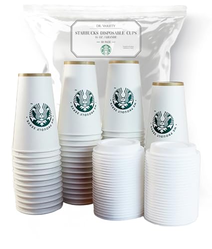 [50 Sets] 16oz Disposable Coffee Cups with Lids, White