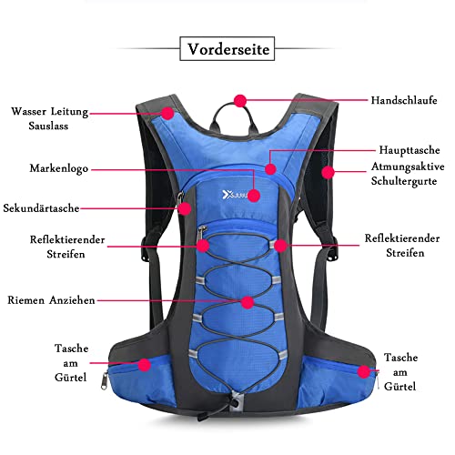 Foto von CLAPE Wasserdicht Laufrucksack Funktionell Outdoor Trinkrucksack mit Trinkblase 2L Atmungsaktiv Sportrucksack Ultraleicht Hydration Rucksack