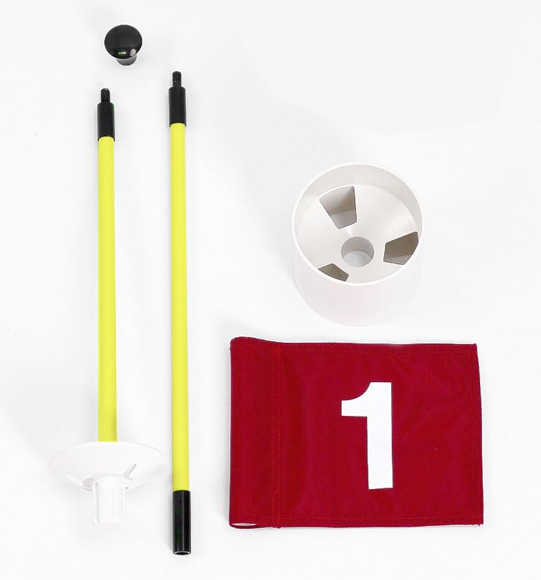 Juego de bandera portátil de 2 secciones con diseño de agujero de golf, bandera verde para patio trasero, juego de tazas de bandera de 3 pies