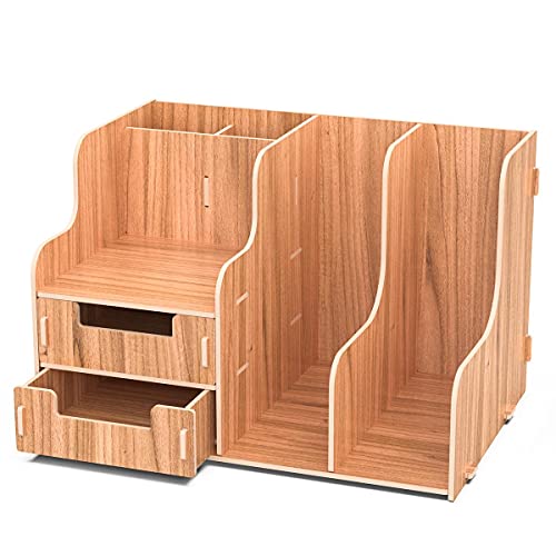 jopoo Maganize File Holder Desktop Document Rack Office Desk Tidy Organiser Stationary Storage for A4 Papers, Books, Pens, and Notebooks