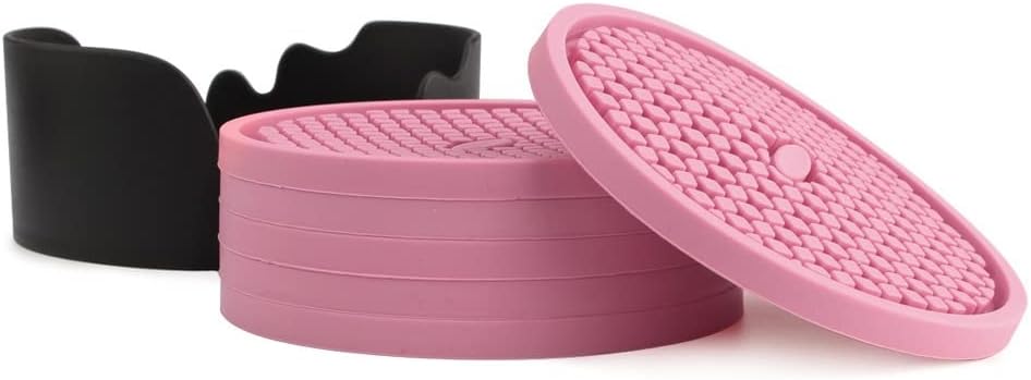 Silicone Coaster Set Thick Non-Slip Dining Table Mat Insulation Pad Tea Ceremony Waterproof Household 6PCS(Black-JoJo's Bizarre Adventure1)