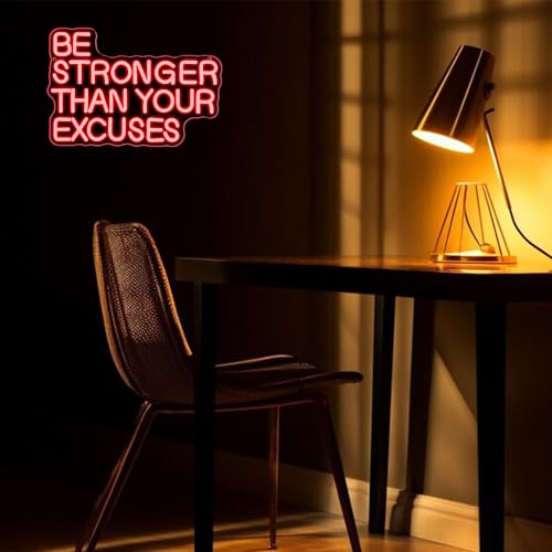 Image of Allball Be Stronger Than Your Excuses Neon Sign, Gym Neon Light Motivational Sign USB Powered LED Dimmable, for Gym Office Classroom Bedroom Bar Gymnastic Athletes Sign(15.7 * 10.6 In)