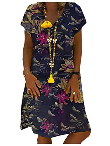 Vestido midi feminino com gola em V e manga curta da FiereWomen, 3, Large