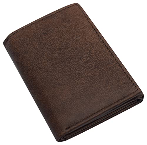 MARSHAL RFID Blocking Brown Men's Wallet Premium Leather Trifold Classic Wallets for Men4