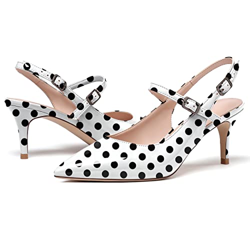 Eldof Women's Pointed Toe Slingback Pumps, Low Heel Ankle Strap Chic Sandals, Classy Kitten Heel 2.5" Heel for Office Dress3