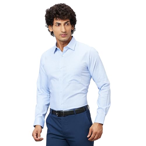 Image of Raymond Men's Pure Cotton Structure Pattern Slim Fit Semi Cutaway Collar Full Sleeve Formal Shirt