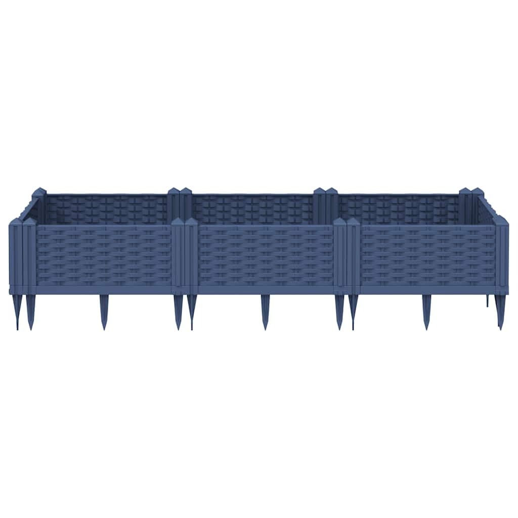 Maceta Elevada de Exterior con Apariencia de Ratán, 8 Paneles Modulares para Huerto Urbano de Verduras, Hierbas Aromáticas y Flores, Material Polipropileno