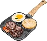 KOOSREEL Egg Frying Pan, Non-Stick, Aluminium, 18 cm, 3 Compartments, Induction Hob & Gas Stove Compatible