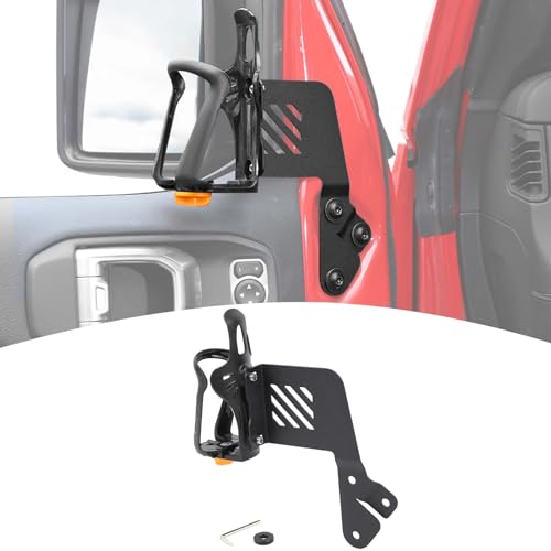 PDKLIN for Jeep JL Front Door Side Cup Holder for Jeep Wrangler JL JLU 2018 up for Gladiator JT 2020 up Black Accessories Driver Cup Holder (Left)
