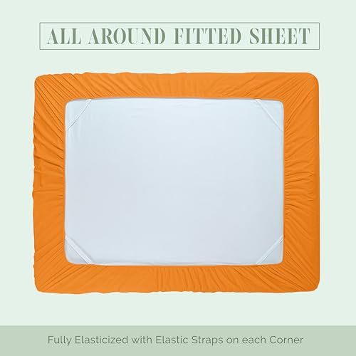 Elegant Comfort Luxury 1500 Premium Hotel Quality Microfiber 4-Piece Sheet Set - Soft, All Around Elastic 18-24 Inches Deep Fitted Sheet - Extra Deep Pocket Sheets, Twin/Twin XL, Elite Orange