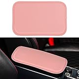 Amiss Auto Center Console Pad, PU Leather Car Armrest Seat Box Cover Protector, Universal Waterproof Non Slip Soft Center Console Armrest Pad for Most Vehicle, SUV, Truck, Car (Pink)