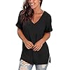 SAMPEEL Womens Tops Blouses Plus Size Short Sleeve Flowy Summer T Shirts Black XXL