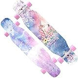 Skateboard cruiser pro longboard de 43 pulgadas adecuado para patinadores de todos los niveles. Gran combinación de ejercicio y diversión, totalmente portátil e ideal para principiantes o ciclistas avanzados.