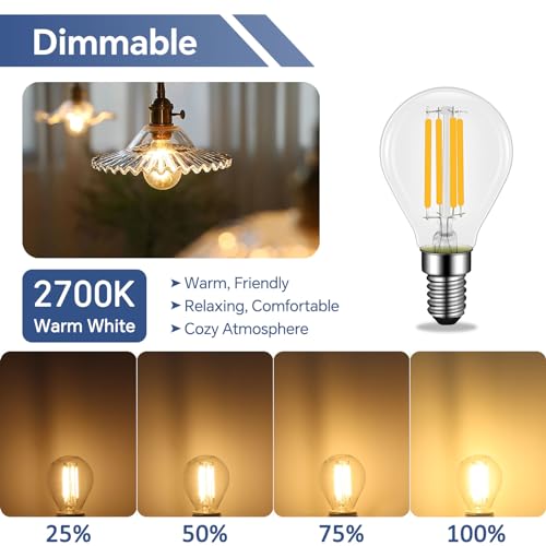 4 Pack 4W E14 LED G45 Filament Bulb Dimmable, Warm White 2700K, 40W Equivalent, Small Edison Screw, 400lm - Image 4