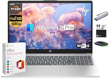 Laptop for 2025-2026 Home Student Business, Lifetime MS Office, AI Computer, 15.6” FHD, AMD Ryzen 7, 32GB RAM, 1TB Storage (512GB SSD+500GB Ext), Wi-Fi 6, Privacy Cam, MarxsolAccessory, Win 11 Pro