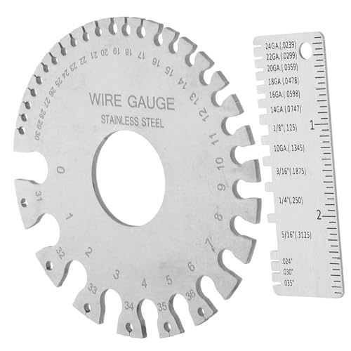 Herramienta de calibre de alambre Cabilock, 2 piezas, de acero inoxidable, para medir espesores de láminas metálicas, herramienta de medición precisa para soldadura miniatura 1