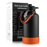 Sivaphe Stainless Steel Water Bottle 2 Litre, Vacuum Insulated Flask with Protective Sleeve, 64oz Large Bottles with Spout Lid for Outdoor, Sports(Black)