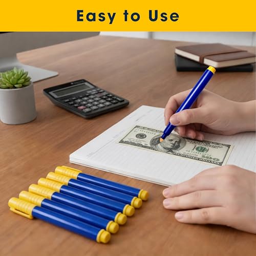 FloraVigo 7 Stück Blau geldscheinprüfer stift, Falschgeld-Erkennungsstift, Echtheitsprüfstift für Währungen, geeignet für verschiedene Währungen, darunter US-Dollar, Euro, japanische Yen