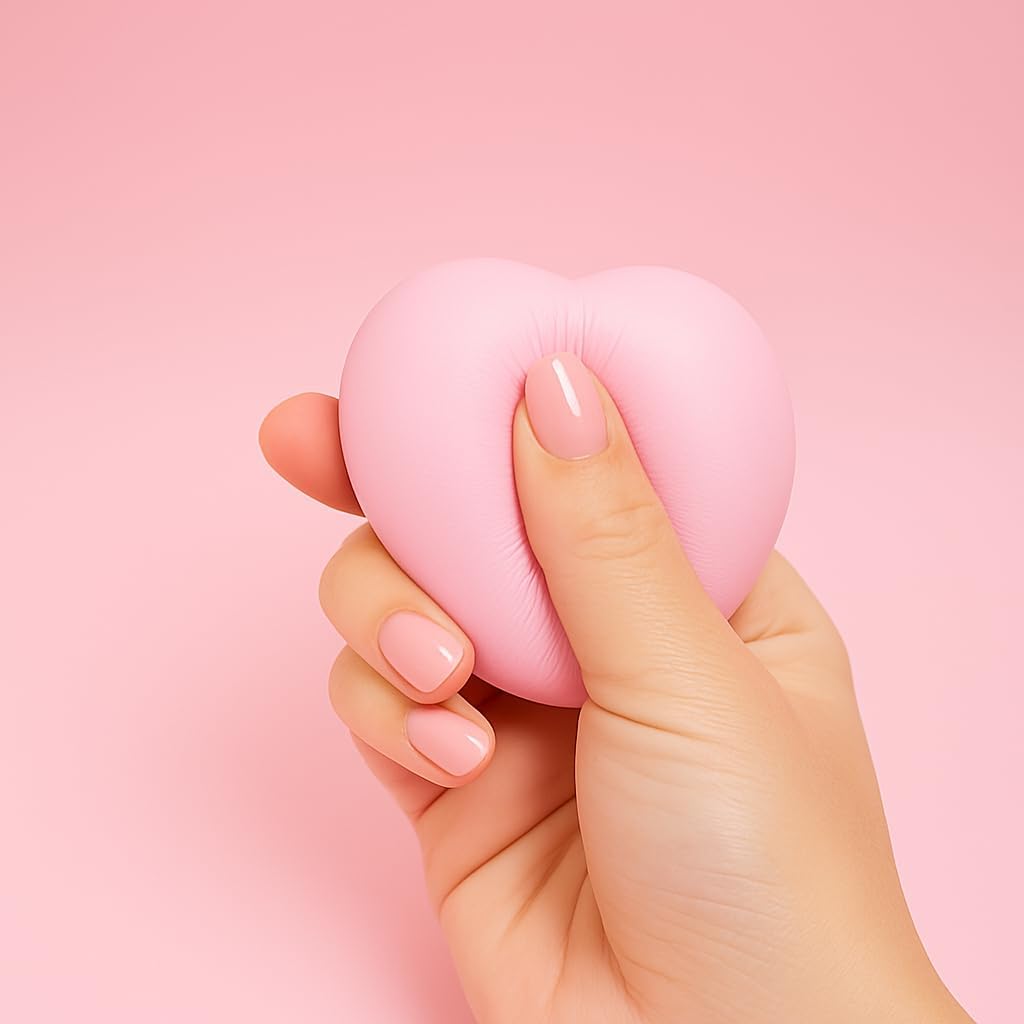 Squishy Fidget Toys for Girls, Pink Heart Slow-Rising Stress Relief Sensory Toy for Focus & Calming, Fine Motor Skills, Autism & ADHD Support