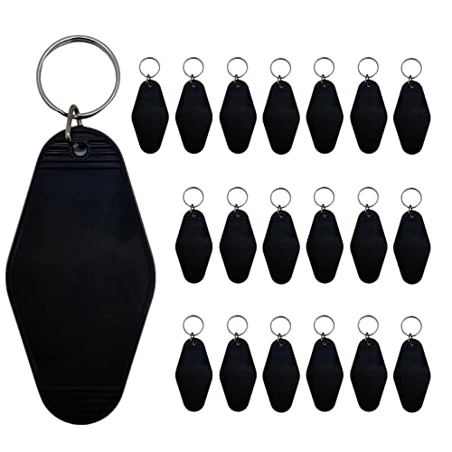 Jxqgq 20 Pcs Motel Keychain Blank Hotel Keychains Diy Vintage Keychains Blanks For Vinyl Plastic Heat Transfer Keychain (Black) #TOP3