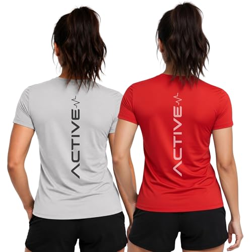Image of 3Colors Women's Active Dry Fit Sports Active T-Shirt | Quick Dry Gym Workout Tee | Athletic Running Training Top-Active Signal