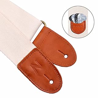 Sangle de Guitare avec Pochette Médiator – Sangle Guitare en Coton avec extrémités en cuir pleine fleur pour Basse… - Les Beatles, Paul McCartney, John Lennon, RIngo Starr, George Harrison Sangle de Guitare avec Pochette Médiator - Sangle Guitare en Coton avec extrémités en cuir pleine fleur pour Basse… – Image 3