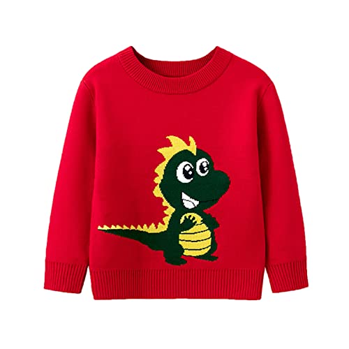 Toddler Kids Knit Sweaters Baby Boy Girl Long Sleeve Crewneck Pullover Dinosaur Cute Sweaters Soft Warm Knitwear Clothes