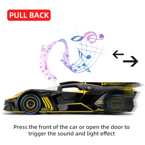 Imtfzct 1:24 Bugatti Bolide Model, Diecast Alloy With Pull-Back Function, Light and Sound - Image 2