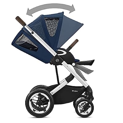 Cybex Talos S Lux Stroller, AllTerrain Wheels, FrontFacing or ParentFacing Seat Positions, OneHand Fold, Multiposition Recline, Navy Blue