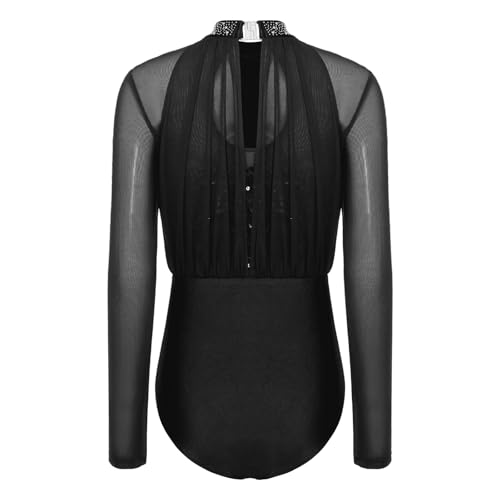 Bodysuit une pièce en mesh à strass scintillants Hansber pour danse