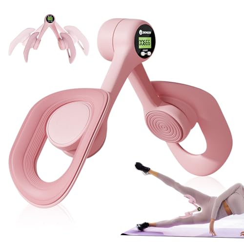 PLLYPE Oberschenkeltrainer Beckenbodentrainer für Frauen, Trainingsgerät für Weibliches Gesäß, Beintrainer Po Beinpresse Oberschenkel Beckenboden, Innere Oberschenkelübungsgeräte mit Zähler (Rosa)
