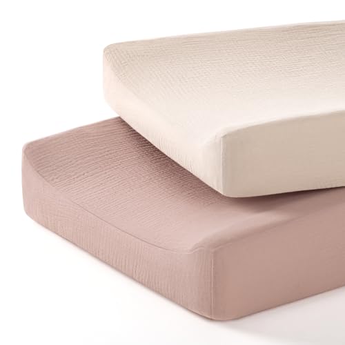 Image of lulumoon Baby Changing Pad Cover: Muslin Diaper Changing Table Pad Cover - Changing Pad Sheets for Girls Boys