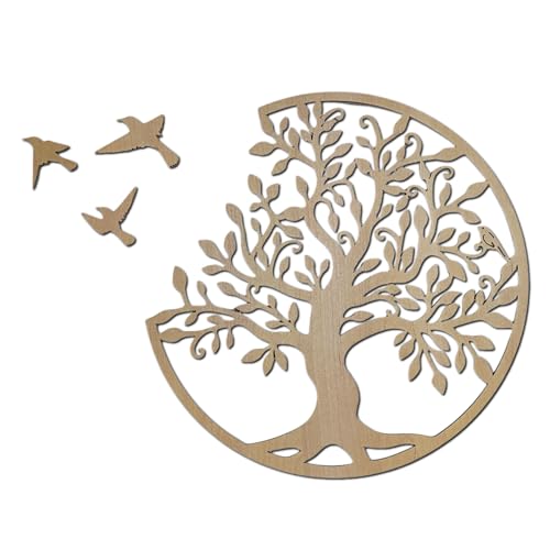 SENTOP HDF0504 Tableau sculpté sur le mur en bois pour intérieur Motif arbre de vie (érable, 40 cm)