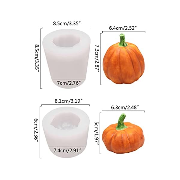 JIUYECAO Halloween-Kürbis-Obst-Fondant-Kuchenform, Kerzenform, Typ A, niedliche 3D-Kürbis-Silikon-Backform… – Bild 8