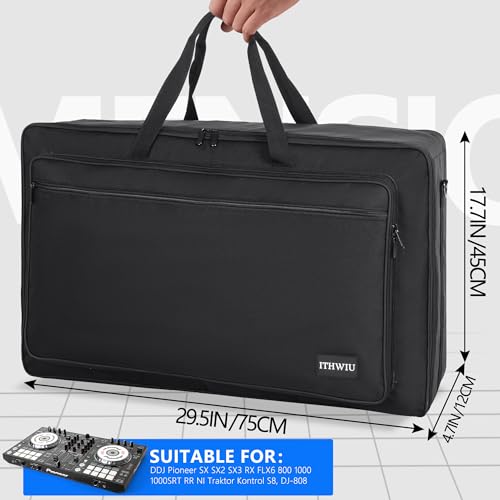 Image of Padded Dj Controller Case for DDJ-FLX6, DDJ-800, DDJ-1000, 1000SRT, DDJ-SX, DDJ-SX2 SX3, DDJ-RX, XDJ-RR DJ Controller Carrying Bag 29.5 X 17.7 X 4.7 Inch