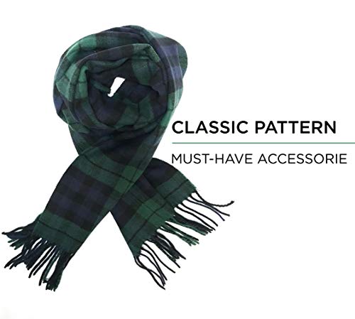 Calvin Olivia Cashmere Feel Scarf Soft Winter Soft Tartan Plaid Fashion Nova Scottish Check Multi-Color Gift For Men Women Amazon Forest Green #TOP6